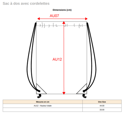 Sac à dos avec cordelettes à personnaliser